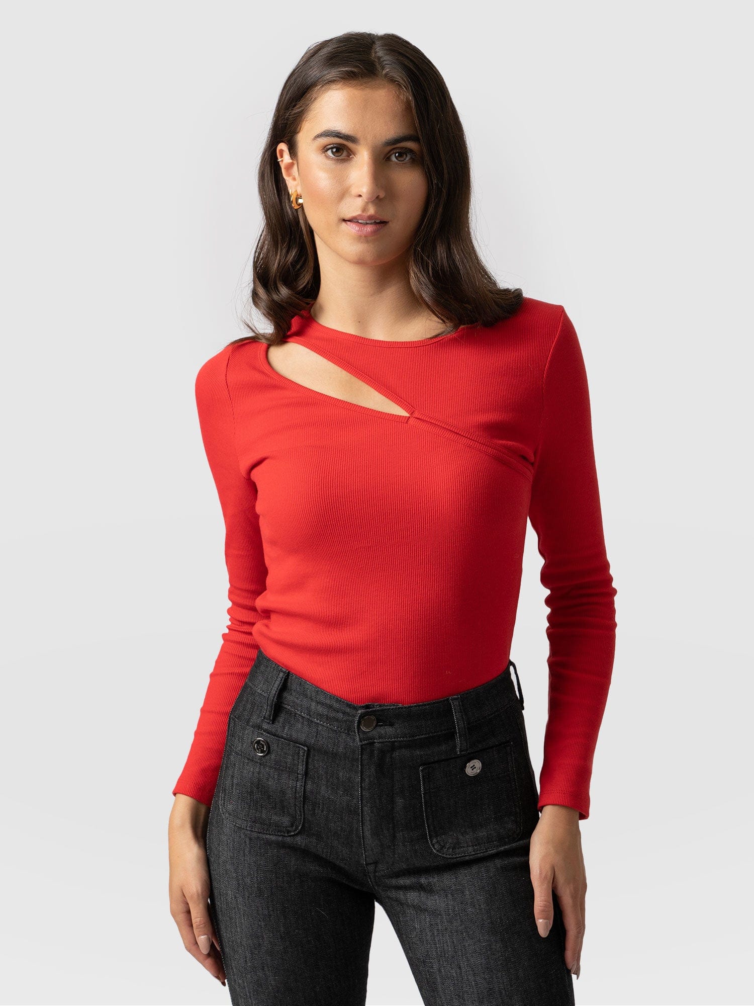 Reveal Tee Long Sleeve Red - Women's T-shirts | Saint + Sofia® UK
